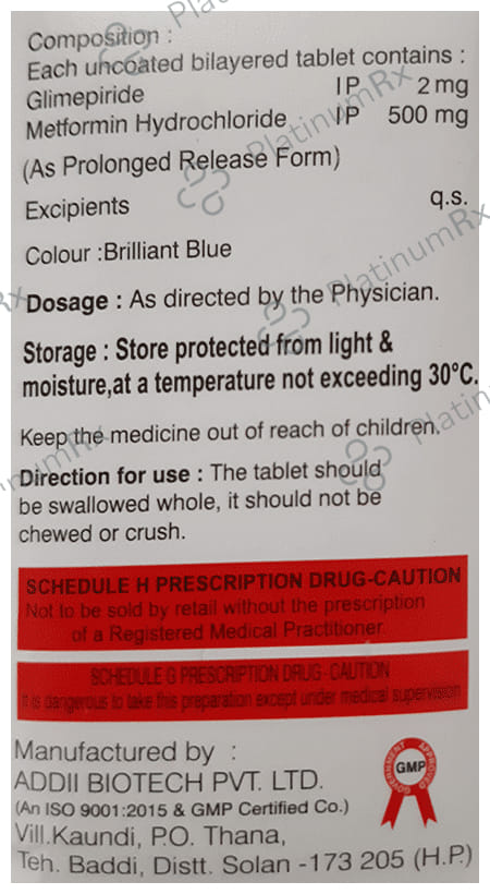 Glimanthro M2 2/500mg Tablet PR 10s