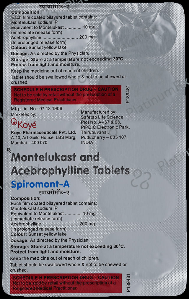 Spiromont A 200/10mg Tablet 10s