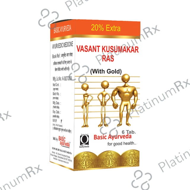 Basic Ayurveda Vasant Kusumakar Ras with Gold 6 tablets