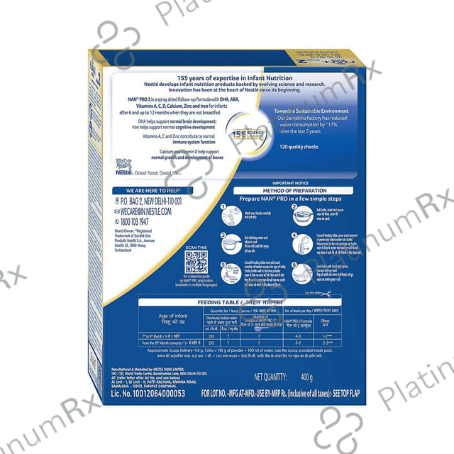 Nan Pro 2 Full Form Refill Powder 400gm