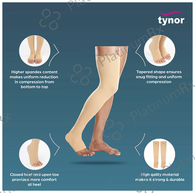 Tynor I 15 Compression Stocking Mid Thigh Open Toe Small