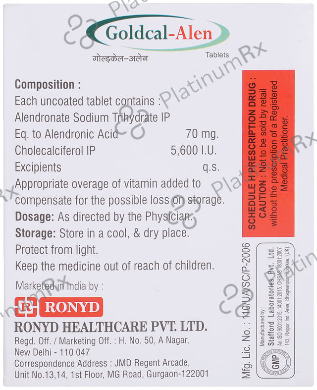Goldcal Alen 70mg/5600IU Tablet 4s