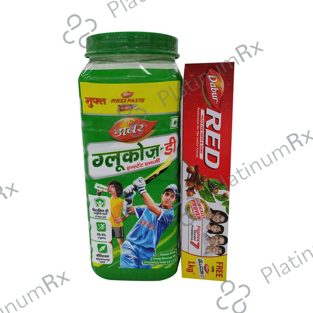 Dabur Glucose-D with Calcium for Immunity & Bone Health - Jar 1kg + Red Tooth Paste 200gm Free