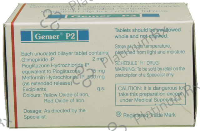 Gemer P 2/500/15mg Tablet ER 10s