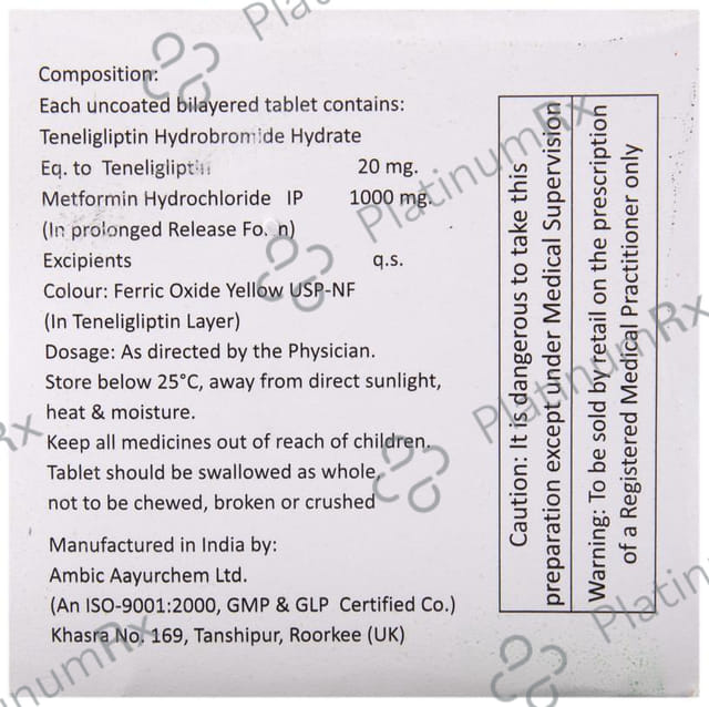 Vidglit M Forte 1000/20mg Tablet PR 10s