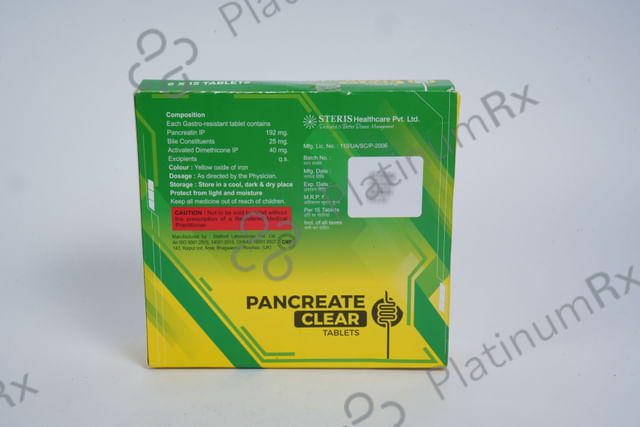 Pancreate Clear 192/25/40mg Tablet 15s