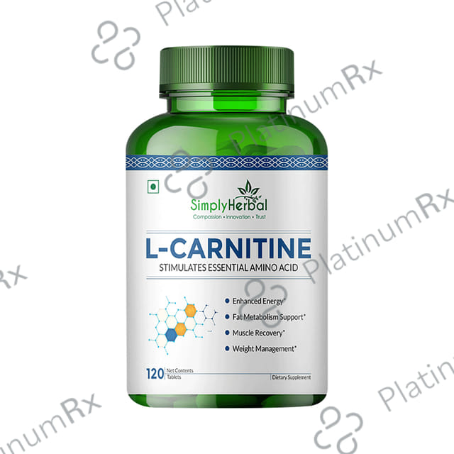 Simply Herbal L-Carnitine 500mg - Amino Acid for Endurance, Weight Management & Muscle Function - Tablet