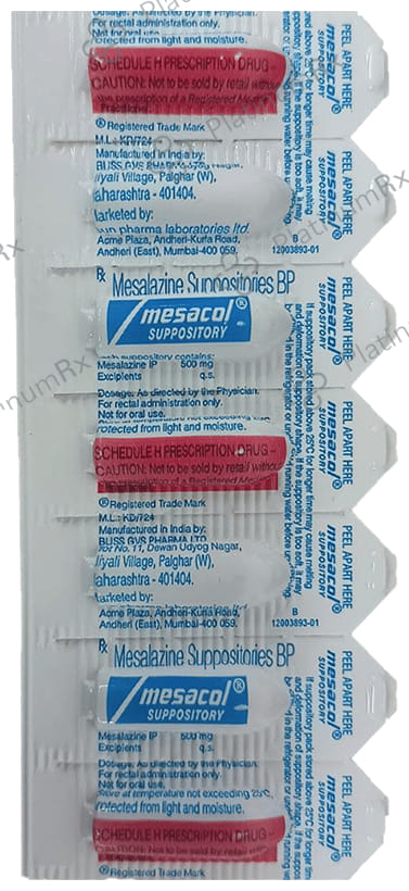 Mesacol 500mg Suppository 7s