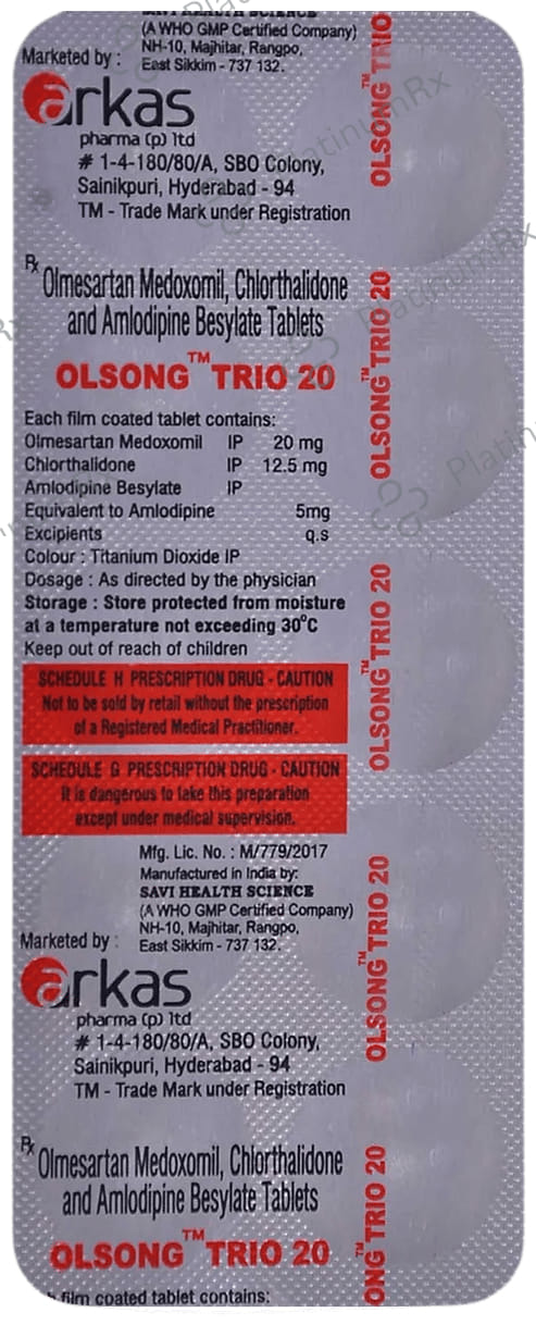 Olsong Trio 20mg/5mg/12.5mg Tablet