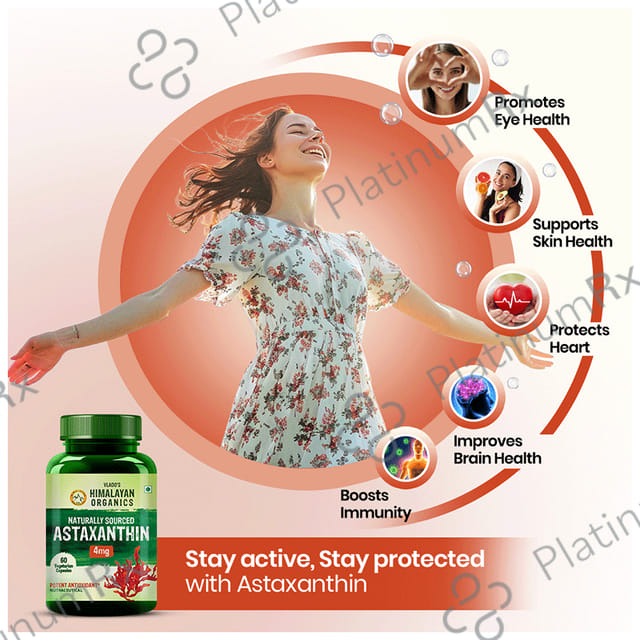 Himalayan Organics Naturally Sourced Astaxanthin 4mg Vegetarian Capsule