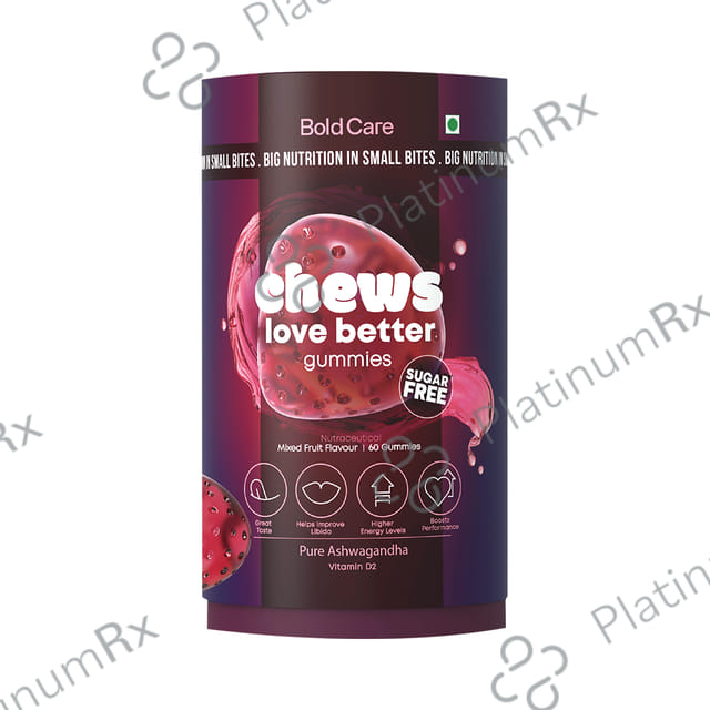 Bold Care Chew Love Better Pure Ashwagandha Gummy Mixed Fruit Sugar Free