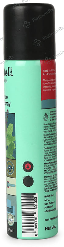 Herbatol Plus All Purpose Tulsi & Aloe Vera Sanitizer Spray 1X75ml