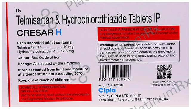 Cresar H 12.5/40mg Tablet 15s