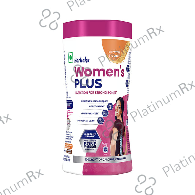 Horlicks Women's Plus with Calcium, Vitamin D & K2 for Strong Bones - Flavour Caramel
