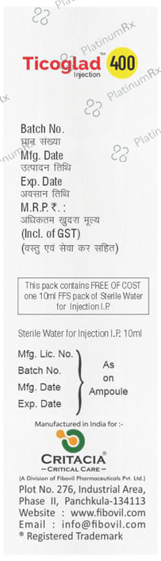 Ticoglad 400mg Injection 1s