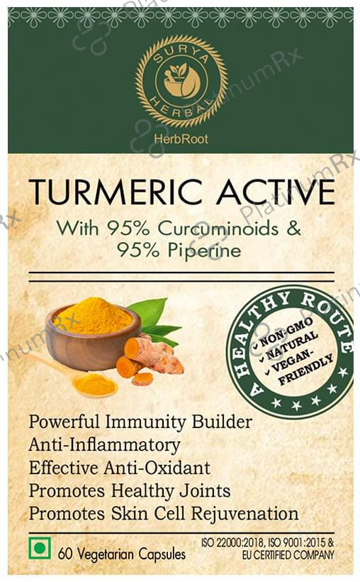 Surya Herbal Turmeric Active with 95% Curcuminoids & 95% Piperine Vegetarian Capsule