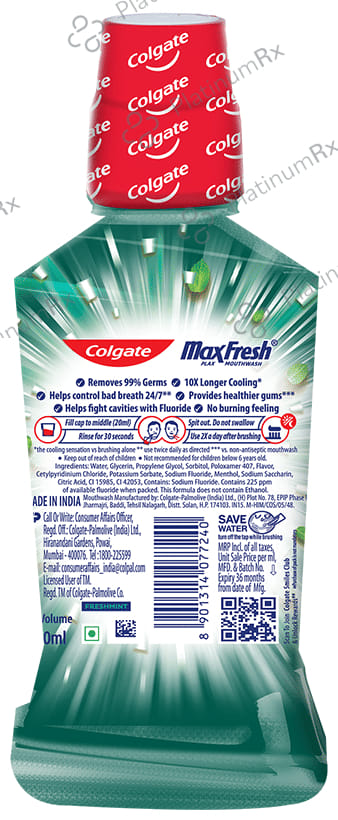 Colgate Fresh Mint MaxFresh Plax Antibacterial Mouth Wash 500 ml