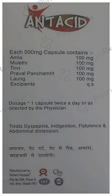Stelvedic Antaacid Herbal Digestive Capsule