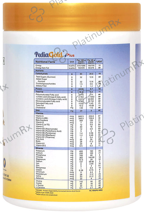 PediaGold Plus Whey Vanilla Flavour Powder 400gm