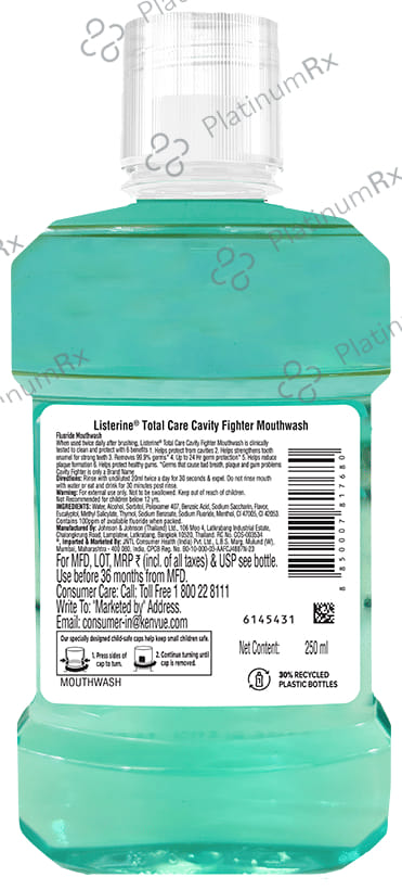 Listerine Cavity Fighter Mouth Wash 250ml
