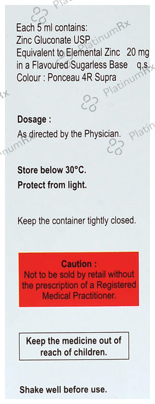T Zinc 20mg Syrup 100ml