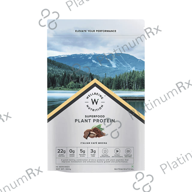 Wellbeing Nutrition Superfood Plant Protein for Muscle Growth & Metabolism - Flavour Powder Italian Cafe Mocha