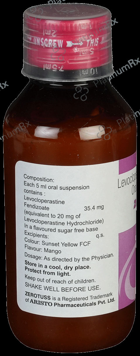 Zerotuss 20mg Sugar Free Oral Suspension 100ml