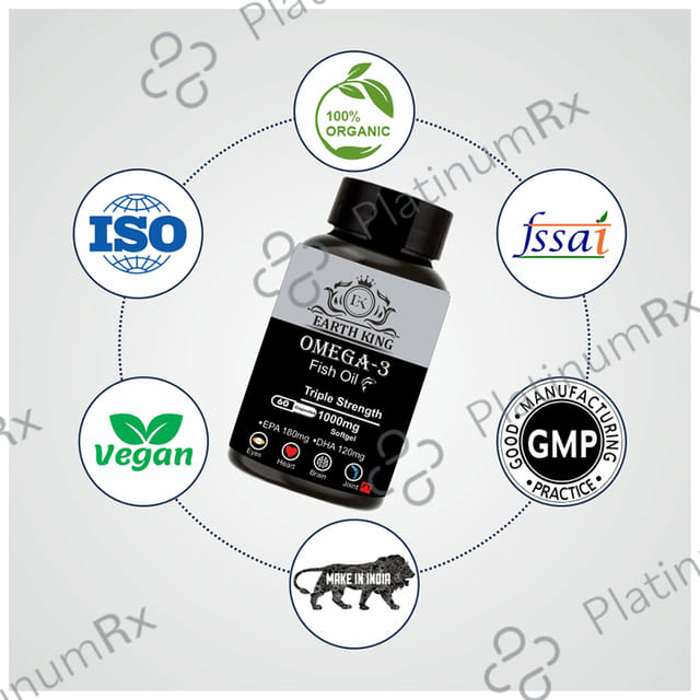 Earth King Omega 3 Fish Oil Triple Strength 1000mg Softgel Capsule