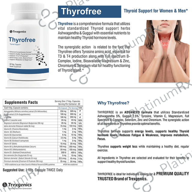 Trexgenics Thyrofree Thyroid Support Veg Capsule