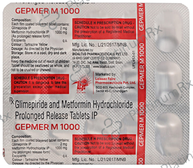 Gepmer M 2/1000mg Tablet PR 15s