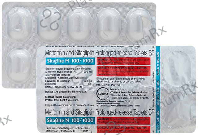Sitabite M 100mg/1000mg Tablet SR