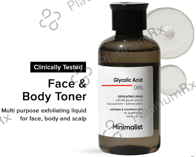 Minimalist 08% Glycolic Acid Exfoliating Exfoliates and Smoothens Skin Liquid 150ml