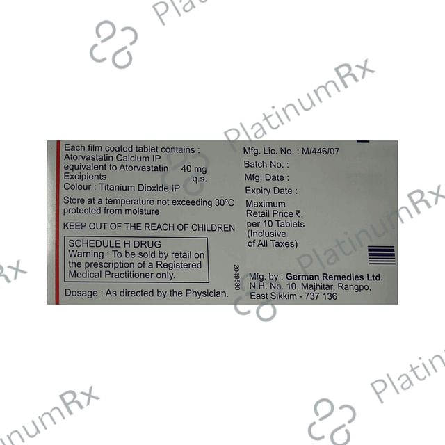 Atorva 40mg Tablet 10s