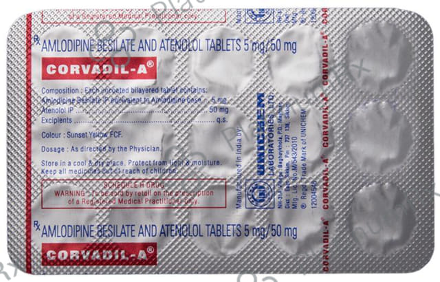 Corvadil A 5/50mg Tablet 15s