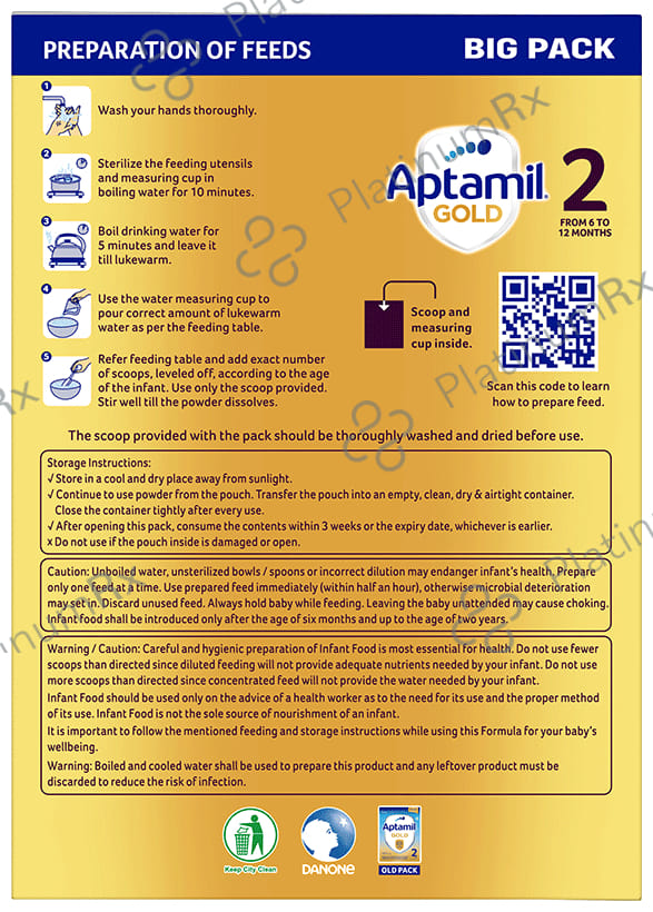 Aptamil Gold Stage 2 (From 6 to 12 Months) Follow up Formula Powder 1.2Kg