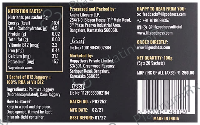 Lil Goodness Vitamin B12 Jaggery Sachet (5gm Each)