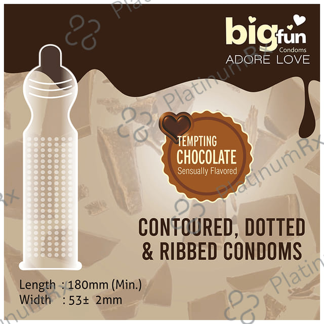Bigfun Dotted, Ribbed & Contoured Tempting Chocolate Flavour Condom 3s