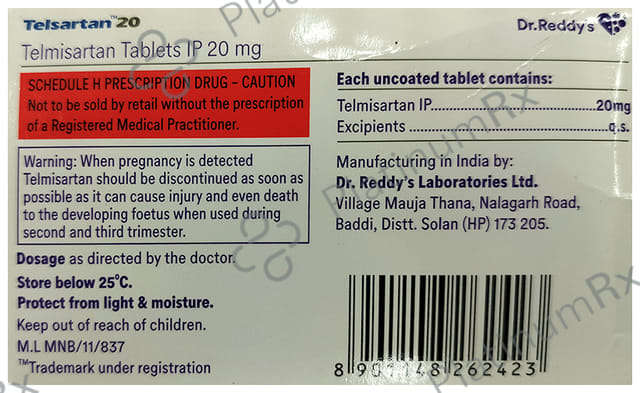 Telsartan 20mg Tablet 15s