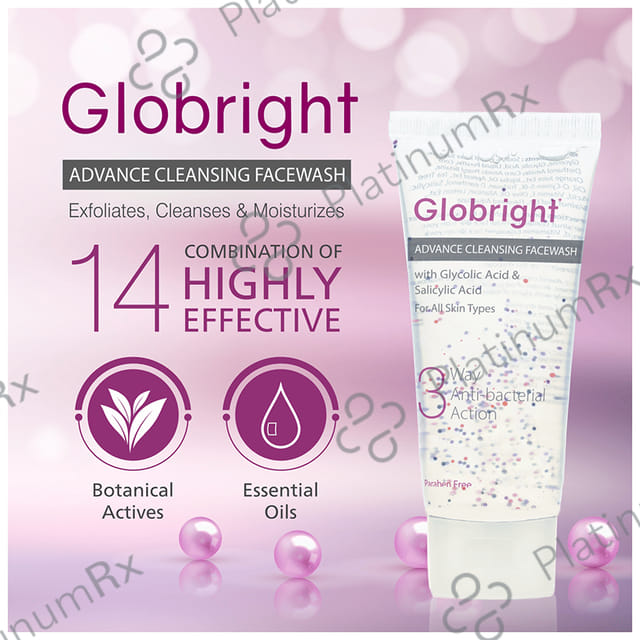Globright 3 Way Anti-Bacterial Action Advance Cleansing Facewash (100ml Each) 2 Tube