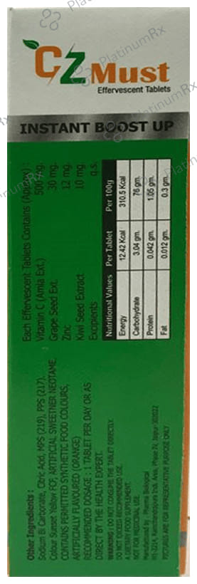 CZ Must Vitamin C 500mg Effervescent Tablet Sugar Free Orange