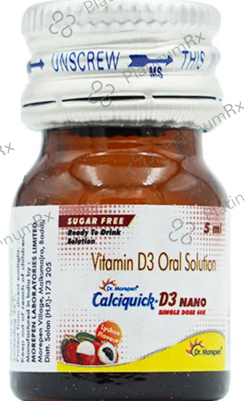 Calciquick D3 Nano Single Dose 60K Oral solution Lychee Flavour 5ml