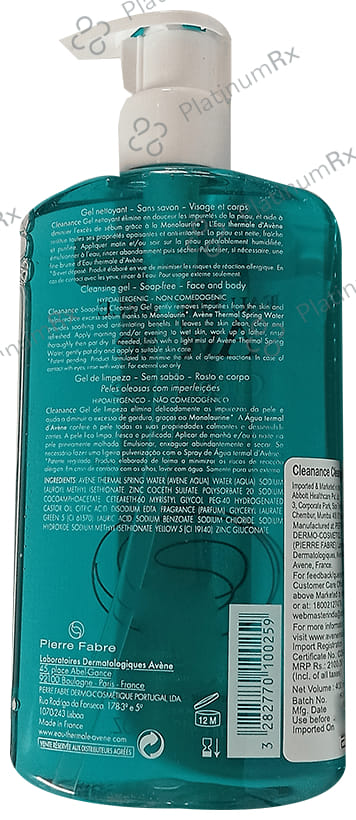 Avene Cleanance Face & Body Cleanser - For Oily, Blemish Prone Skin - Soap Free Gel