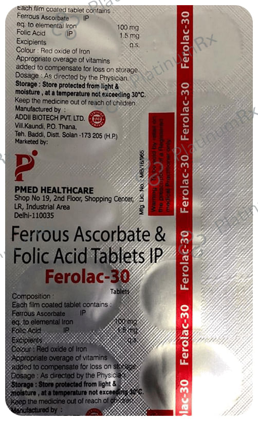 Ferolac 100mg/1500mcg Tablet 10s