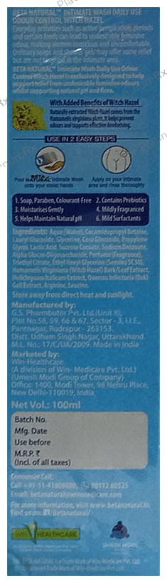 Beta Natural Intimate Wash Witch Hazel Liquid 100ml
