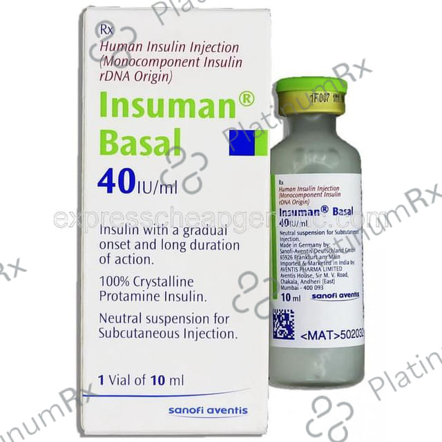 Insuman Basal (40 IU/ml) (1*10ml Vial)