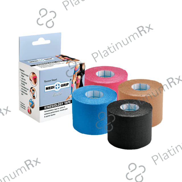 Medigrip Sports Kinesiology Tape 5cm x 5m Blue, Pink, Beige & Black