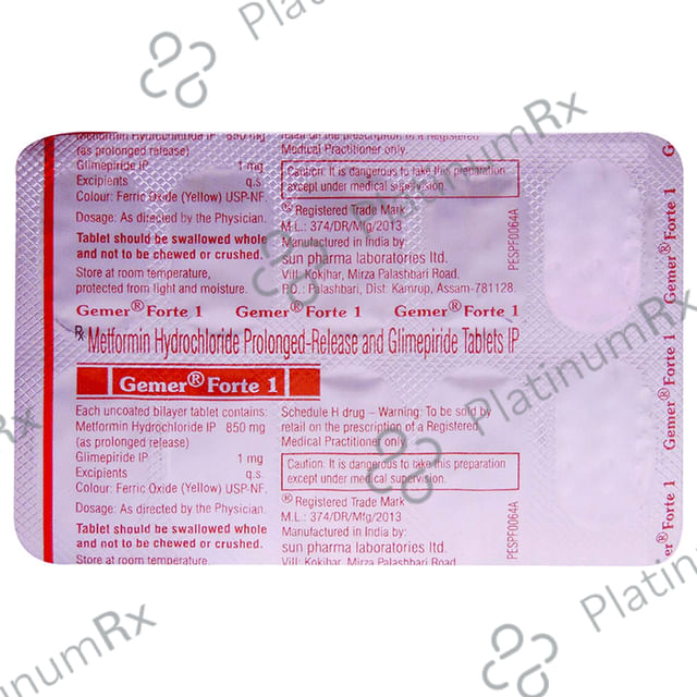 Gemer Forte 1/850mg Tablet PR 10s