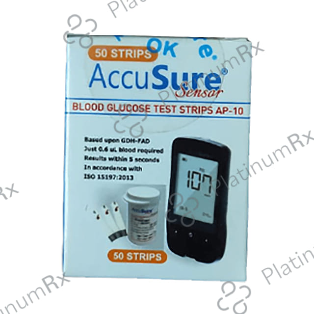 AccuSure Sensor Blood Glucose Test Strip (Only Strips) 50 Test