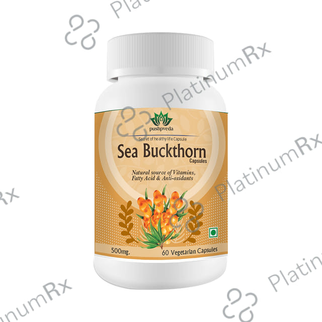Pushpveda Sea Buckthorn 500mg Vegetarian Capsules
