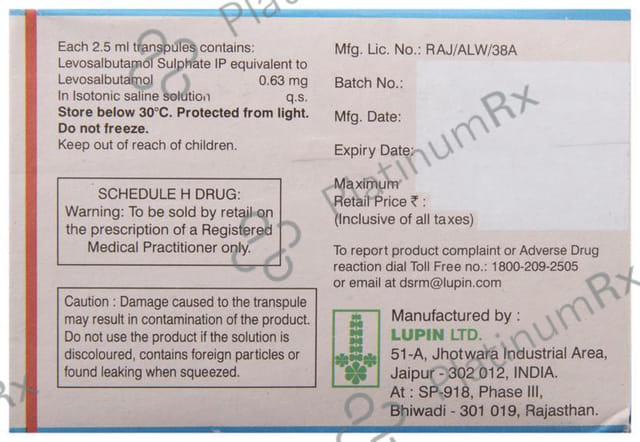 Salbair Neb 0.63 Transpules Solution for inhalation 1s